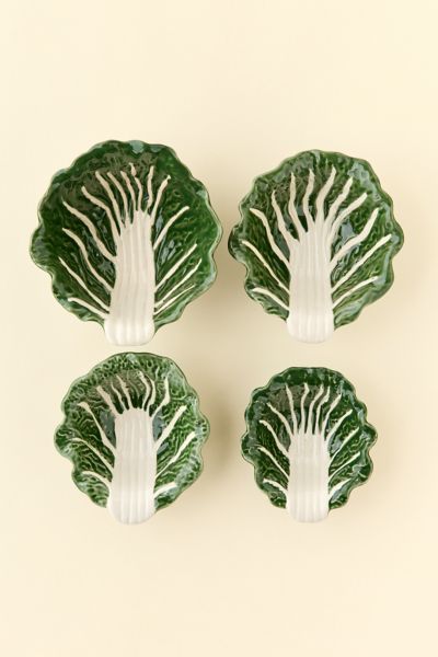 Urban Outfitters Cabbage Shaped Nesting Serving Bowl Set In Dark Green At