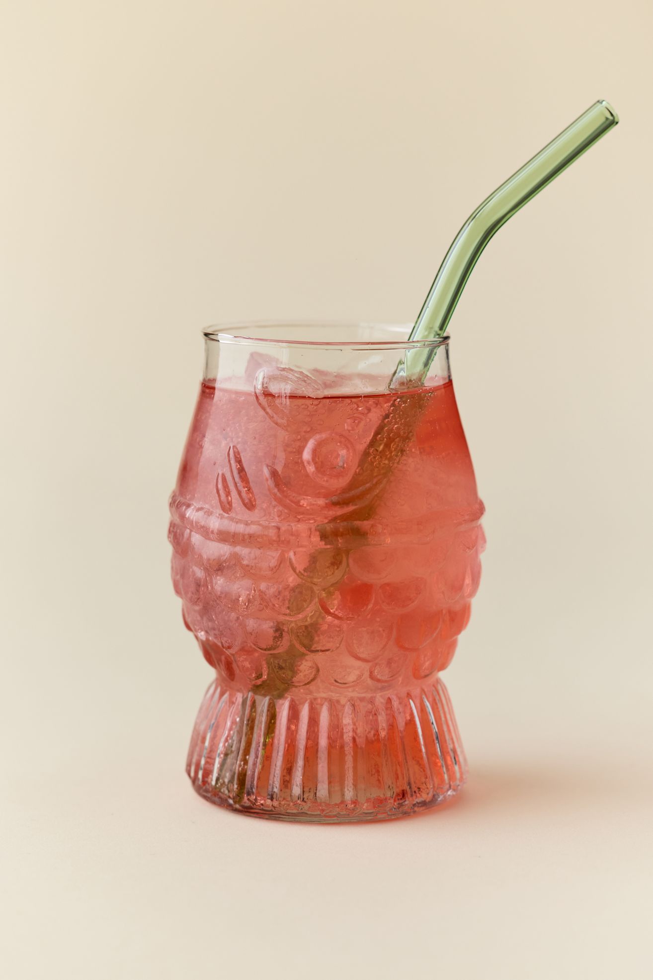 Pressed Fish Juice Glass - Pink, Regular, ONE SIZE