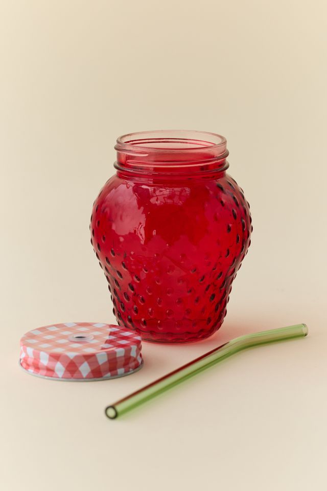 Strawberry Shaped To-Go Glass Tumbler Set #1
