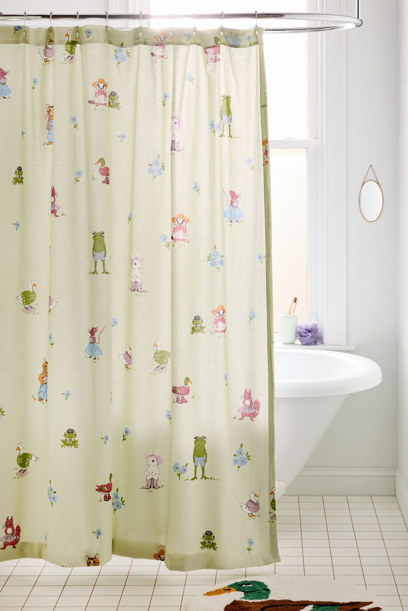 Party Animals Patterned Shower Curtain - Green, Regular, 72X72
