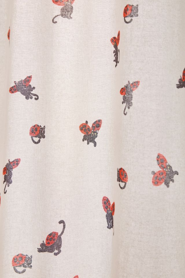Ladybug Cat Patterned Shower Curtain #1
