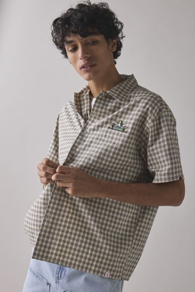 Worship Supplies Brassy Short Sleeve Shirt Top In Zine, Men's At Urban Outfitters In Brown