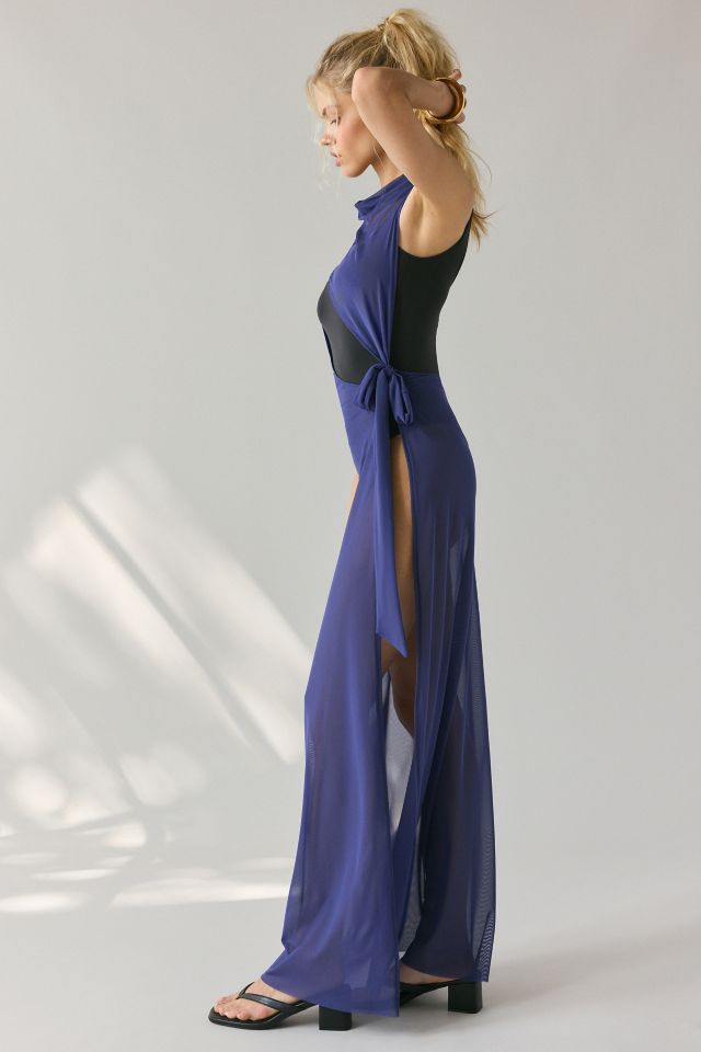 Jaded London Azevedo Sheer Mesh Knotted Halter Maxi Dress
