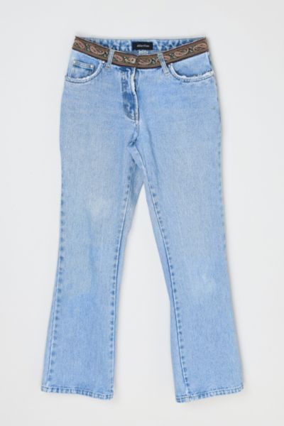 Vintage Y2k Light Wash Jeans with Embroidered Waist