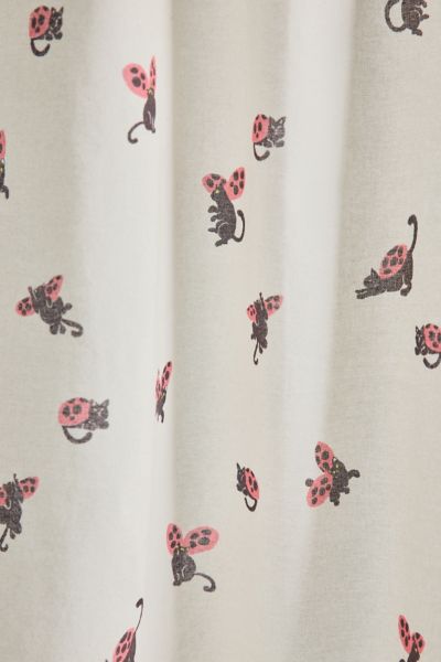 Ladybug Cat Patterned Café Curtain Set