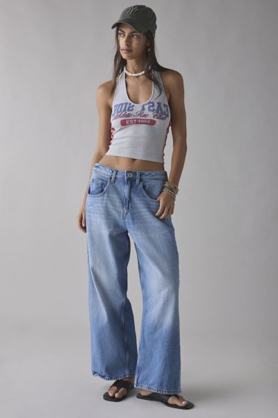 BDG JOANNA EAST SIDE ATHLETIC CLUB GRAPHIC HALTER TANK TOP IN GREY, WOMEN'S AT URBAN OUTFITTERS 