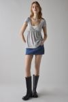 BDG Tina Layered V-Neck Short Sleeve Babydoll Tee