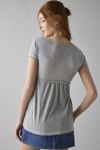 BDG Tina Layered V-Neck Short Sleeve Babydoll Tee