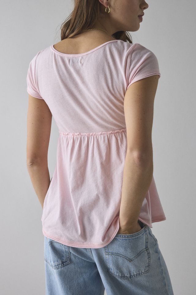 BDG Tina Layered V-Neck Short Sleeve Babydoll Tee #1