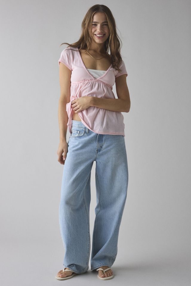 BDG Tina Layered V-Neck Short Sleeve Babydoll Tee #2