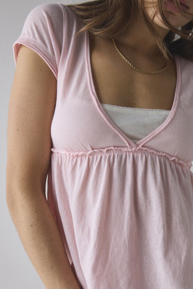 BDG Tina Layered V-Neck Short Sleeve Babydoll Tee #3