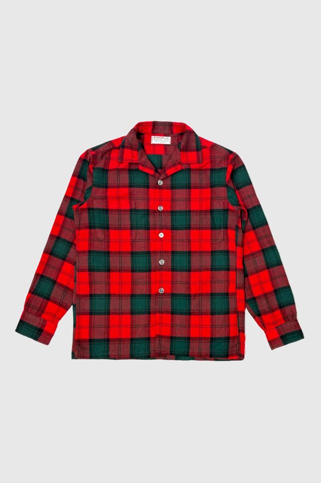 Vintage 1960's Mcgregor Plaid William Tell Flannel Loop Collar Shirt