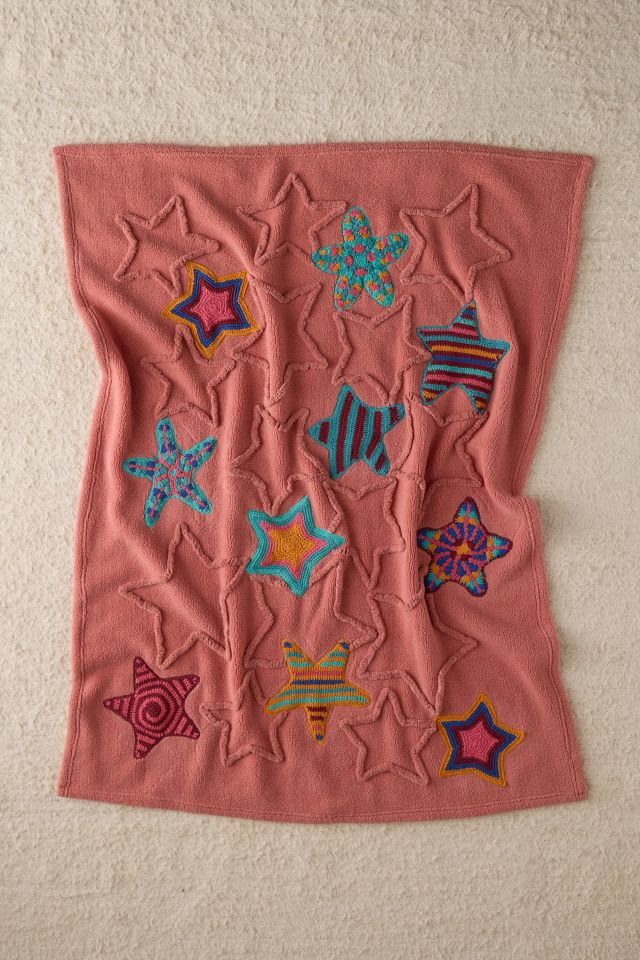Crochet Fleece Star Icon Throw Blanket #1