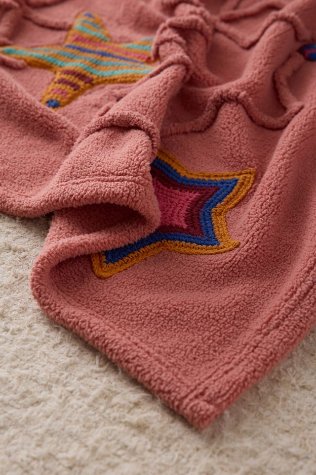Crochet Fleece Star Icon Throw Blanket #2