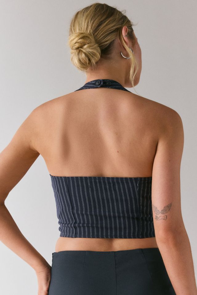 UO Esme Tailored Crop Halter Vest Top #3