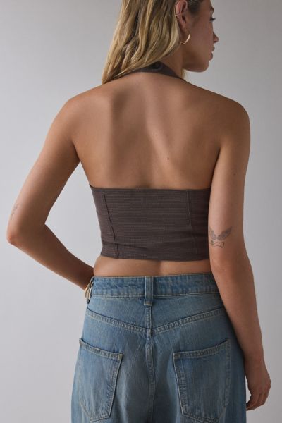 UO Esme Tailored Crop Halter Vest Top