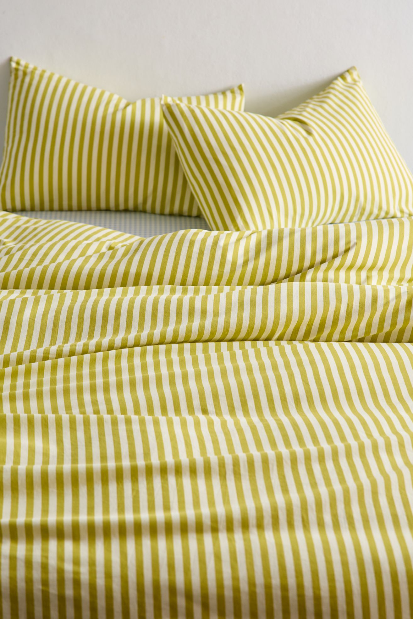 Awning Striped Patterned Duvet Cover Set - Green Ticking Stripe, FULL/QUEEN