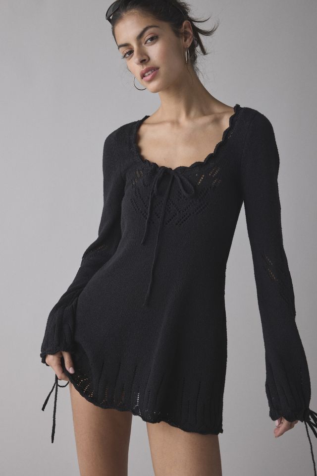 Kimchi Blue Catherine Pointelle Knit Babydoll Tunic Sweater #1