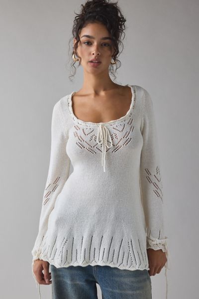 Kimchi Blue Catherine Pointelle Knit Babydoll Tunic Sweater Product Page