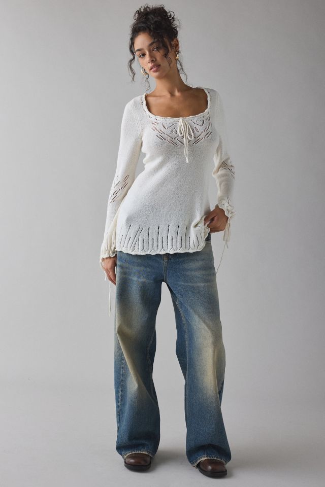 Kimchi Blue Catherine Pointelle Babydoll Tunic Sweater #2