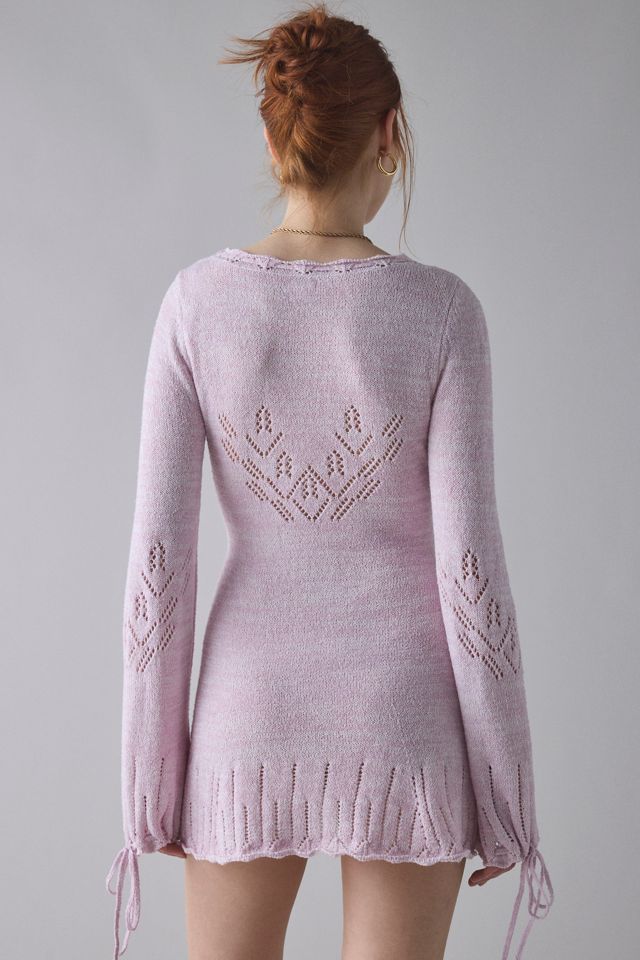 Kimchi Blue Catherine Pointelle Knit Babydoll Tunic Sweater