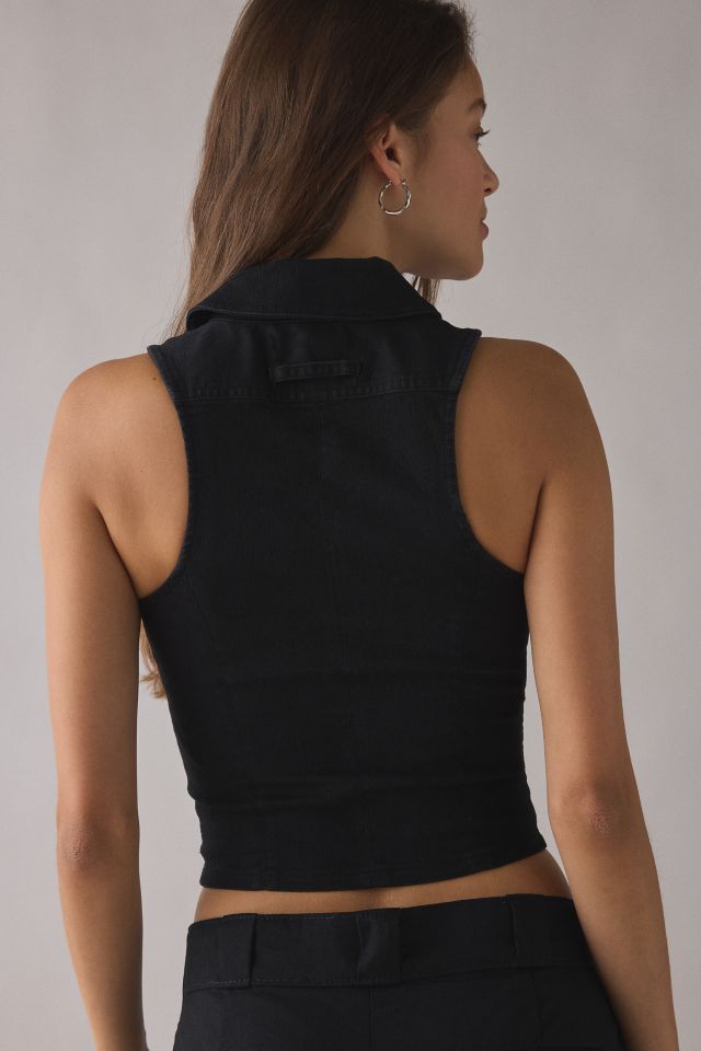 UO Ledia Fitted Seamed Zip-Front Vest Top #3