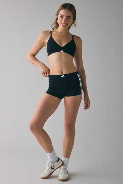 Adidas Originals 3-stripe Cotton Boyshort Undie In Black, Women's At Urban Outfitters In Black