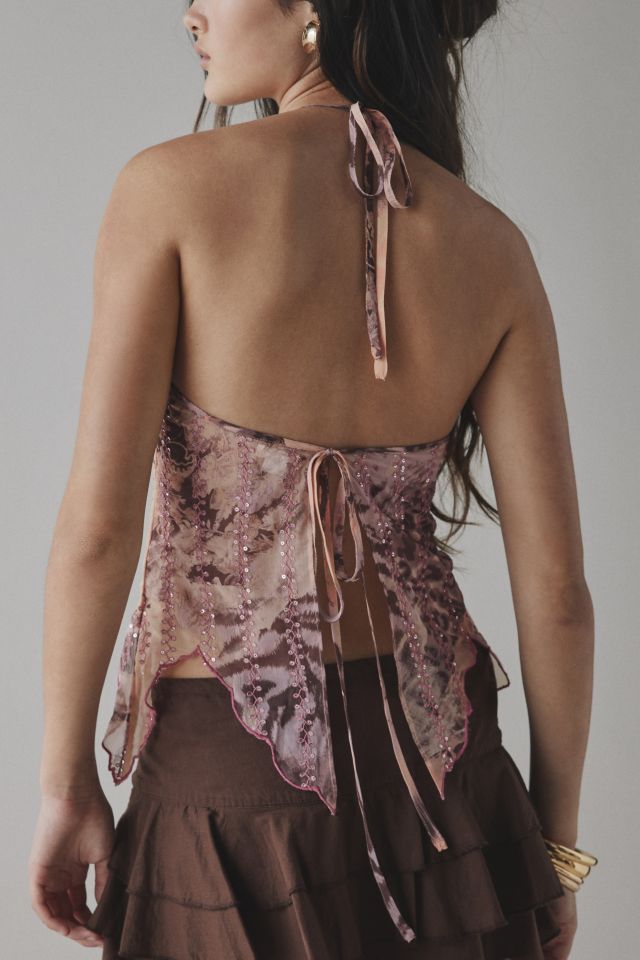 Kimchi Blue Junie Machine Embroidered Flyaway Halter Cami #2