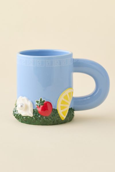 Urban Outfitters Seafood Sculpted Ceramic Mug In Blue At