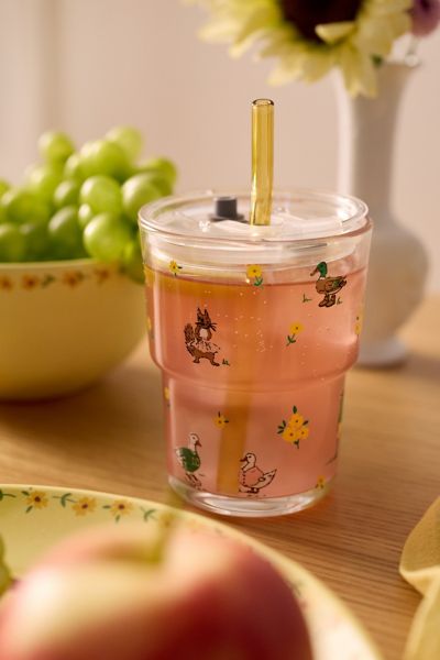 Urban Outfitters Claire Party Animals To-go Glass Tumbler Cup In Party Animals At  In Transparent