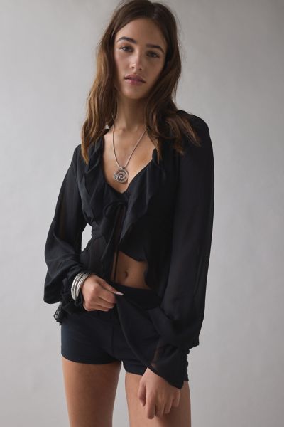 Kimchi Blue Dream Catcher Ruffle Bell Sleeve Flyaway Blouse