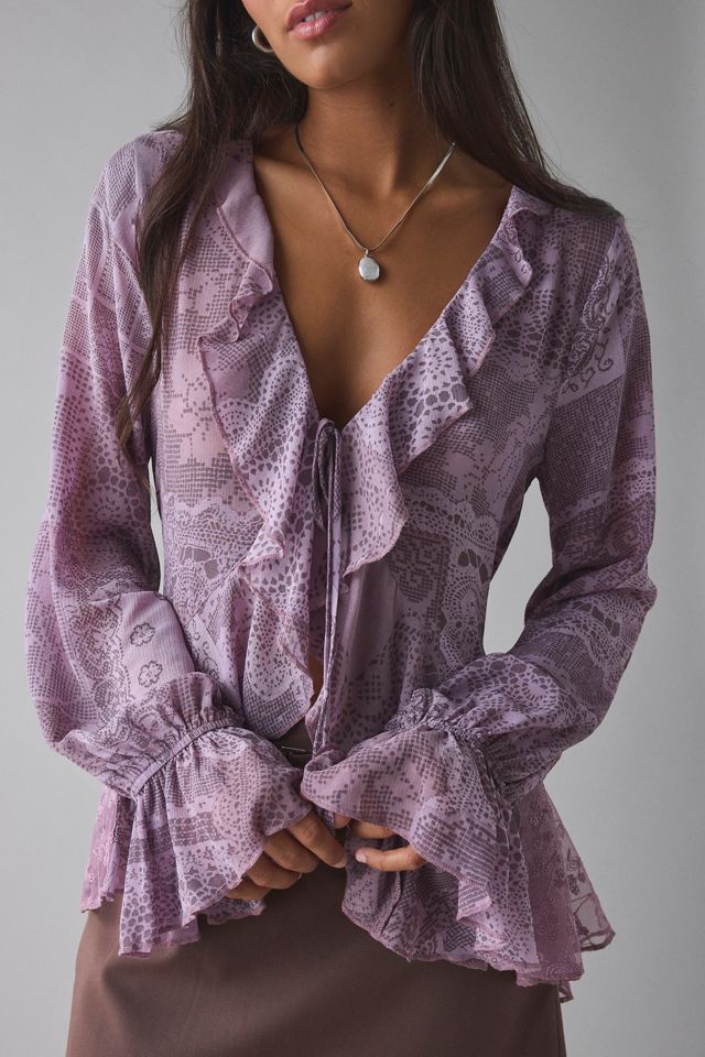 Kimchi Blue Dream Catcher Ruffle Bell Sleeve Flyaway Blouse #1