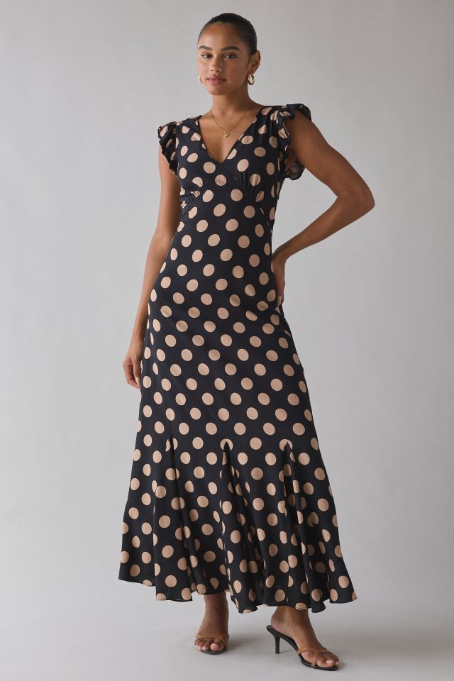 Beach Riot Elodie Polka Dot Flutter Sleeve Maxi Dress #1