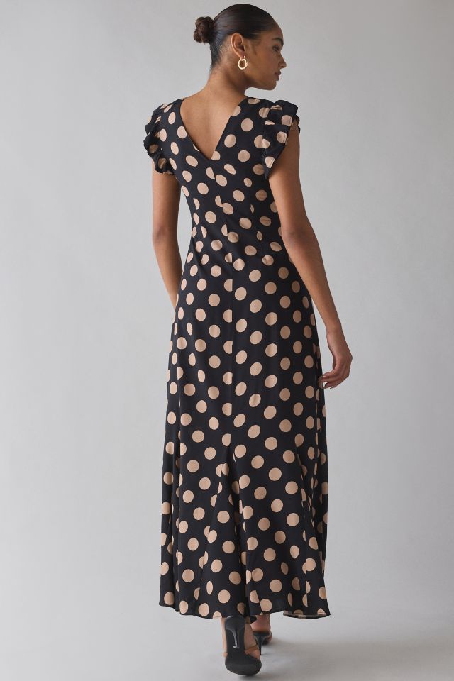 Beach Riot Elodie Polka Dot Flutter Sleeve Maxi Dress #3