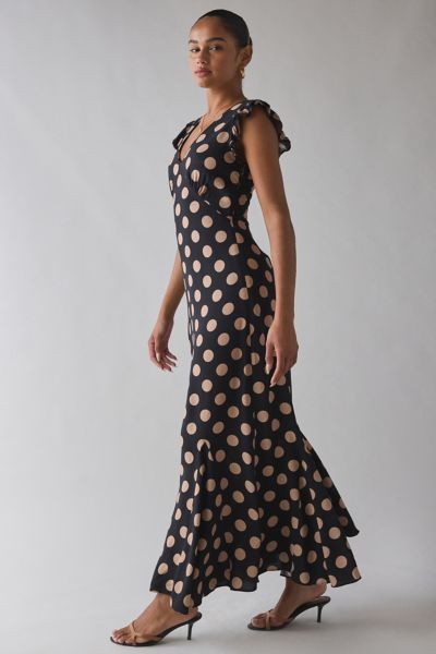 Robe longue Beach Riot Elodie à manches papillon à pois