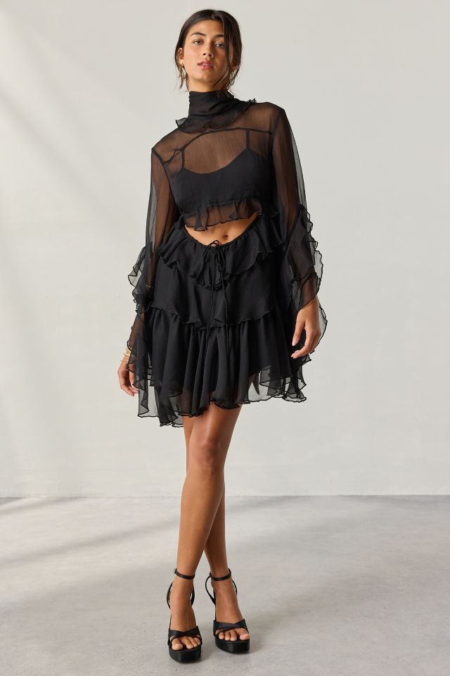 Bardot Anyssa Tiered Ruffle Cutout Babydoll Mini Dress #1