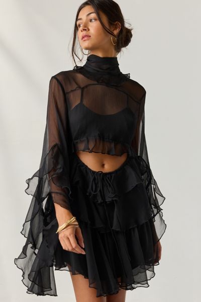 Robe mini bébé Bardot Anyssa à volants et découpes superposés
