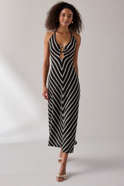 Bardot Rosala Knit Halter Cutout Maxi Dress