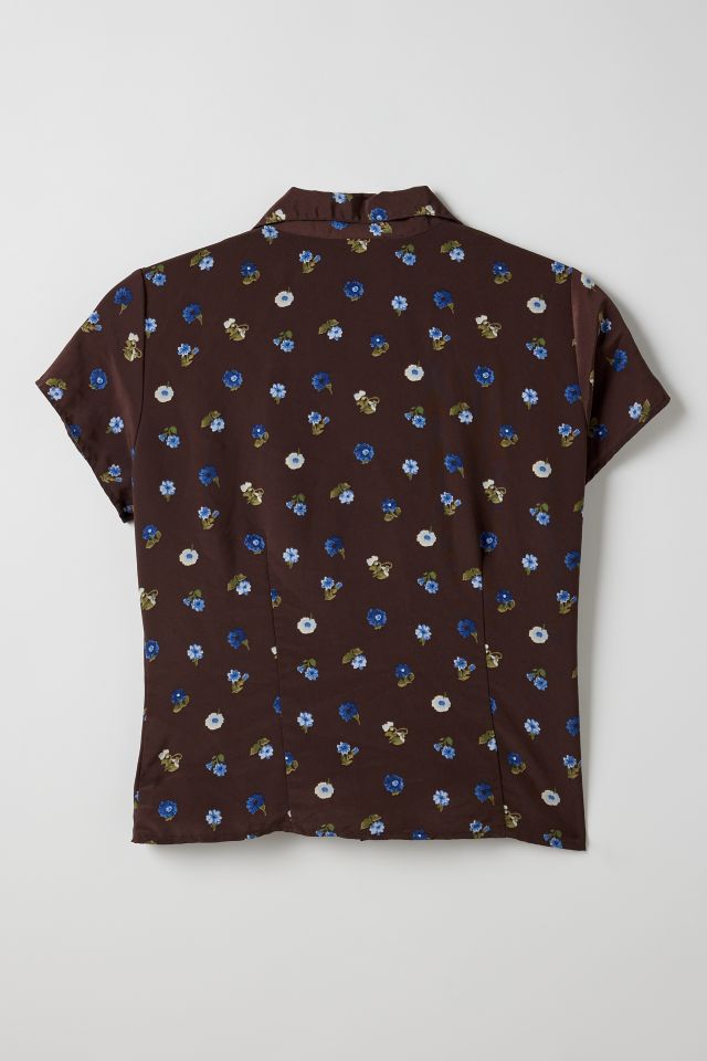 Vintage By Little Runaway Brown Floral Short-Sleeve Shirt #1