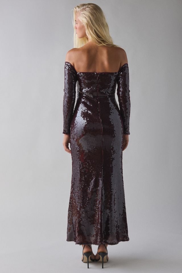 Bardot Emmeline Plunging Off-The-Shoulder Sequin Midi Dress #2