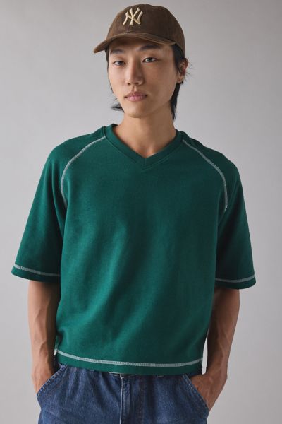Standard Cloth Reverse Terry Boxy Short Sleeve Sweatshirt In Green, Men's At Urban Outfitters In Green