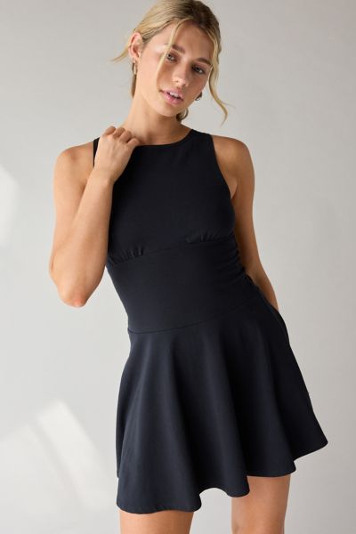UO How Sweet Boatneck Drop Waist Knit Mini Dress