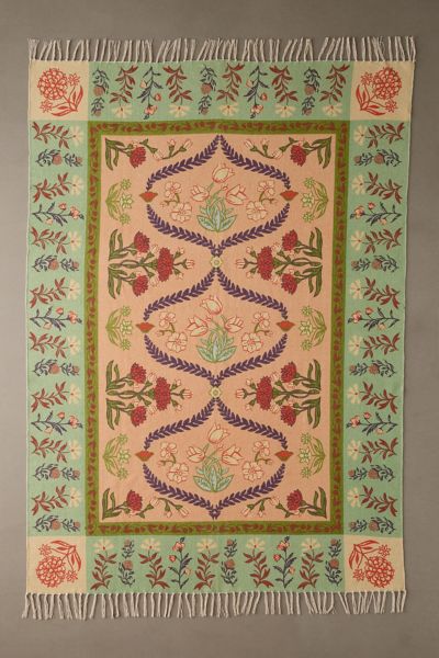 Urban Outfitters Waverly Floral Screen Printed Rug In Orange At