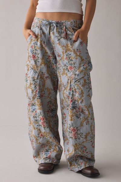 Bdg Station Cocoon Baggy Barrel Leg Cargo Pant In Wallpaper Floral, Women's At Urban Outfitters In Multi
