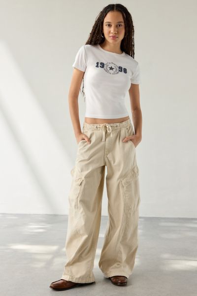 Bdg Station Cocoon Baggy Barrel Leg Cargo Pant In Beige, Women's At Urban Outfitters In Sand