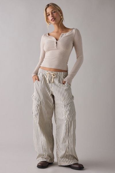 Bdg Station Cocoon Baggy Barrel Leg Cargo Pant In White, Women's At Urban Outfitters In Multi