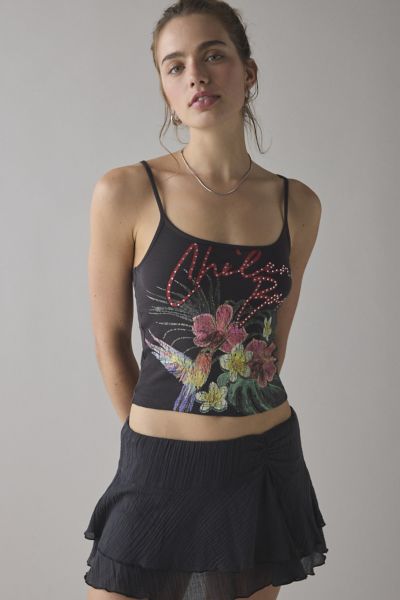 Urban Outfitters Chileno Bay Tropical Graphic Cropped Cami In Black, Women's At