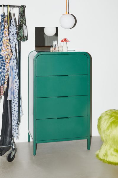 URBAN OUTFITTERS KANE TALL 4-DRAWER DRESSER IN DARK GREEN AT URBAN OUTFITTERS 