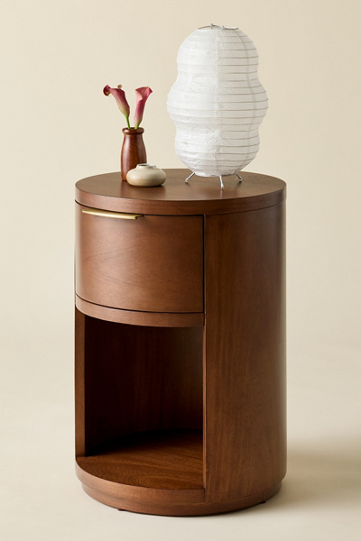 Kane Round Wood Storage Nightstand