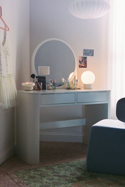 Urban Outfitters Kane Wood Mirrored Vanity In Ivory At